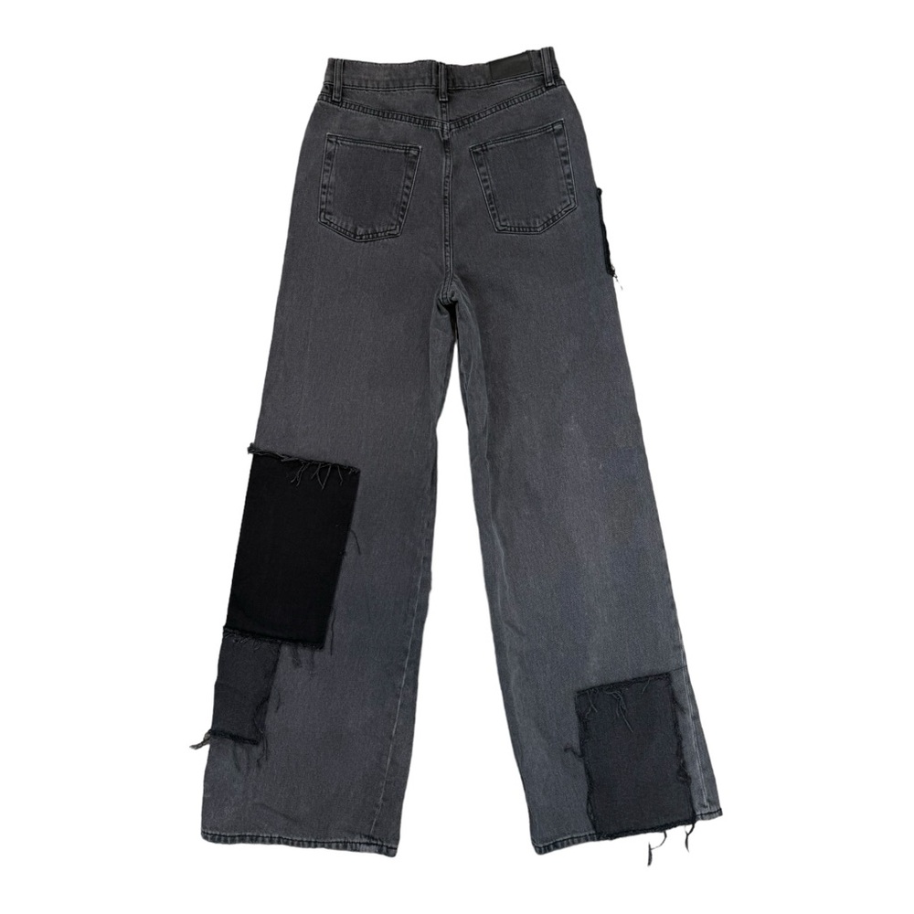 BDG Size 25W 32L Wide Leg Puddle 100% Cotton High Rise Black Patchwork Jeans - Picture 4 of 14
